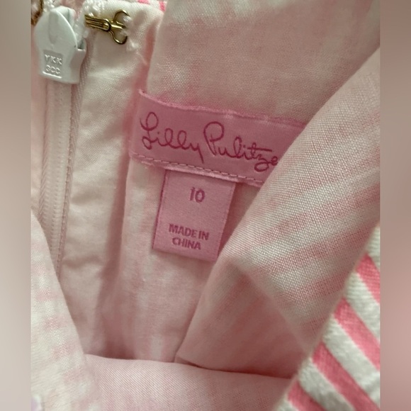 Lilly Pulitzer Devina Stretch Dress Pink Cosmo Seersucker Striped Size 10 - Picture 5 of 5